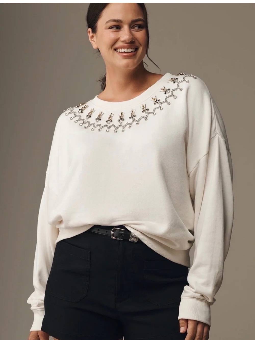 Maeve Long-Sleeve Embellished Sweatshirt